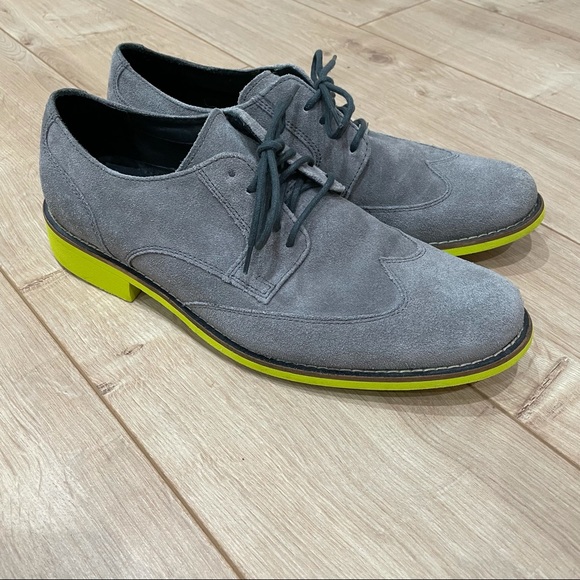 Cole Haan Other - Men’s Cole Haan suede Oxfords 10.5 Grey & Volt